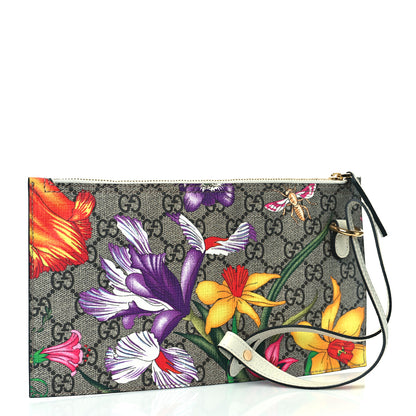 Gucci GG Supreme Monogram Flora Ophidia Pouch White 3 of 9