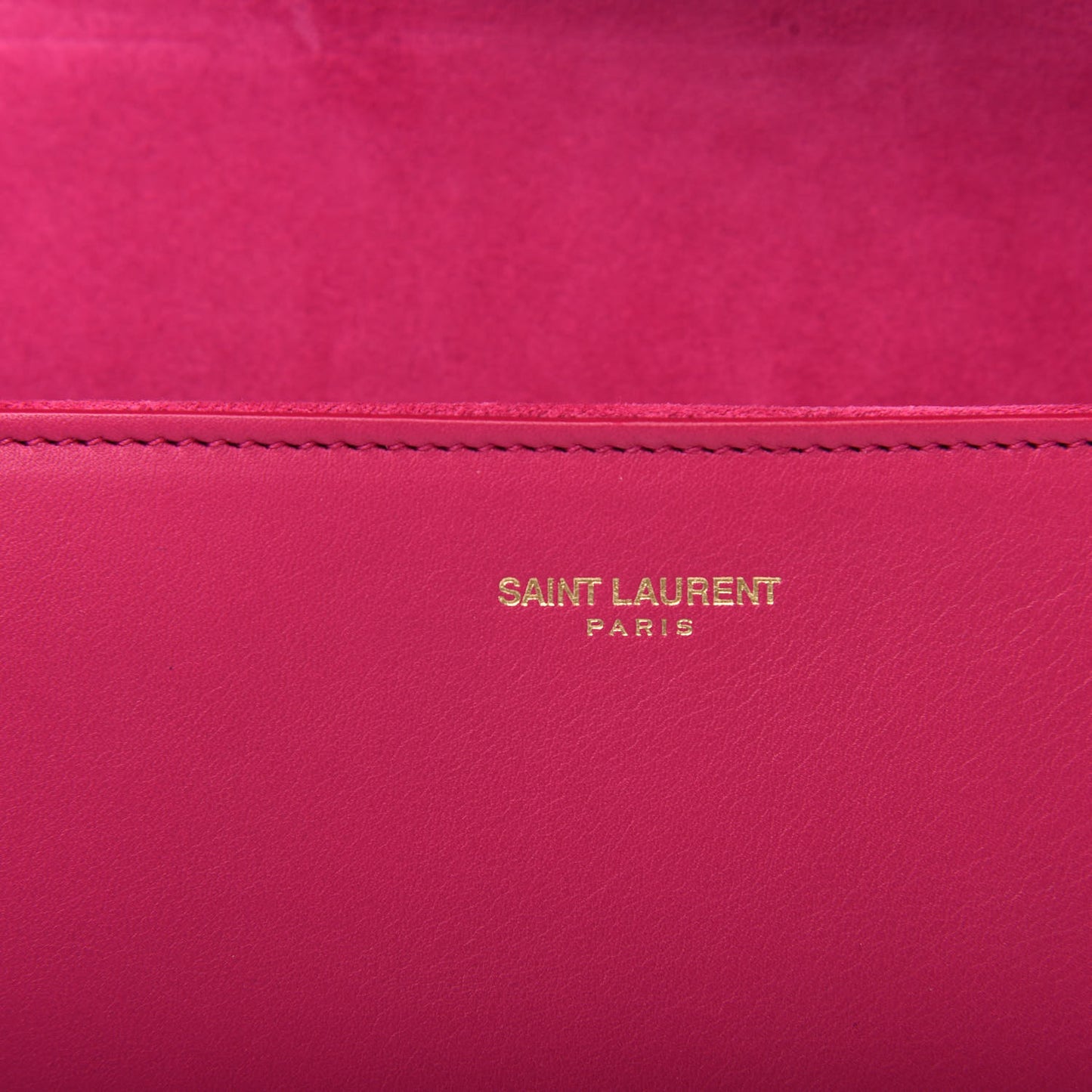 Calfskin Classic Y Ligne Clutch Fuchsia