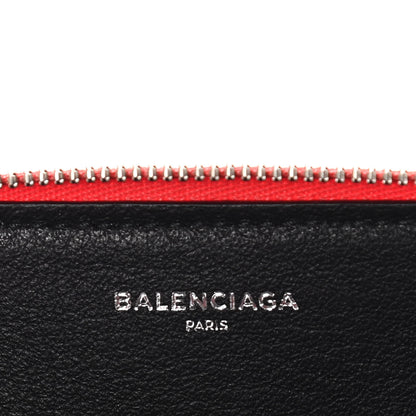 Balenciaga Calfskin Political Campaign Logo Zip Around Card Holder Vivid Red 6 of 13