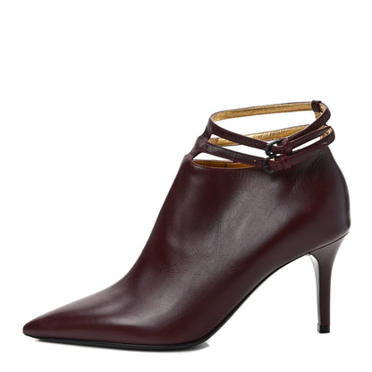 Bottega Veneta Gleam Calfskin Ankle Strap Mid Heel Booties 38.5 Barolo 1 of 7