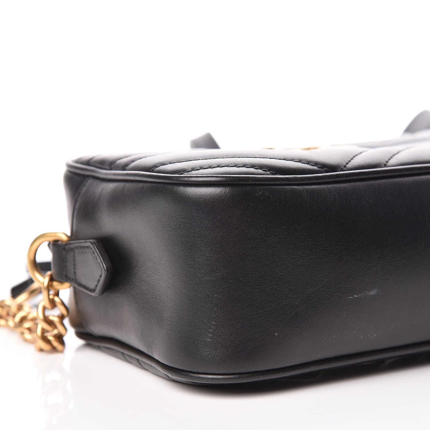 Gucci Calfskin Matelasse Small GG Marmont Chain Shoulder Bag Black 5 of 11