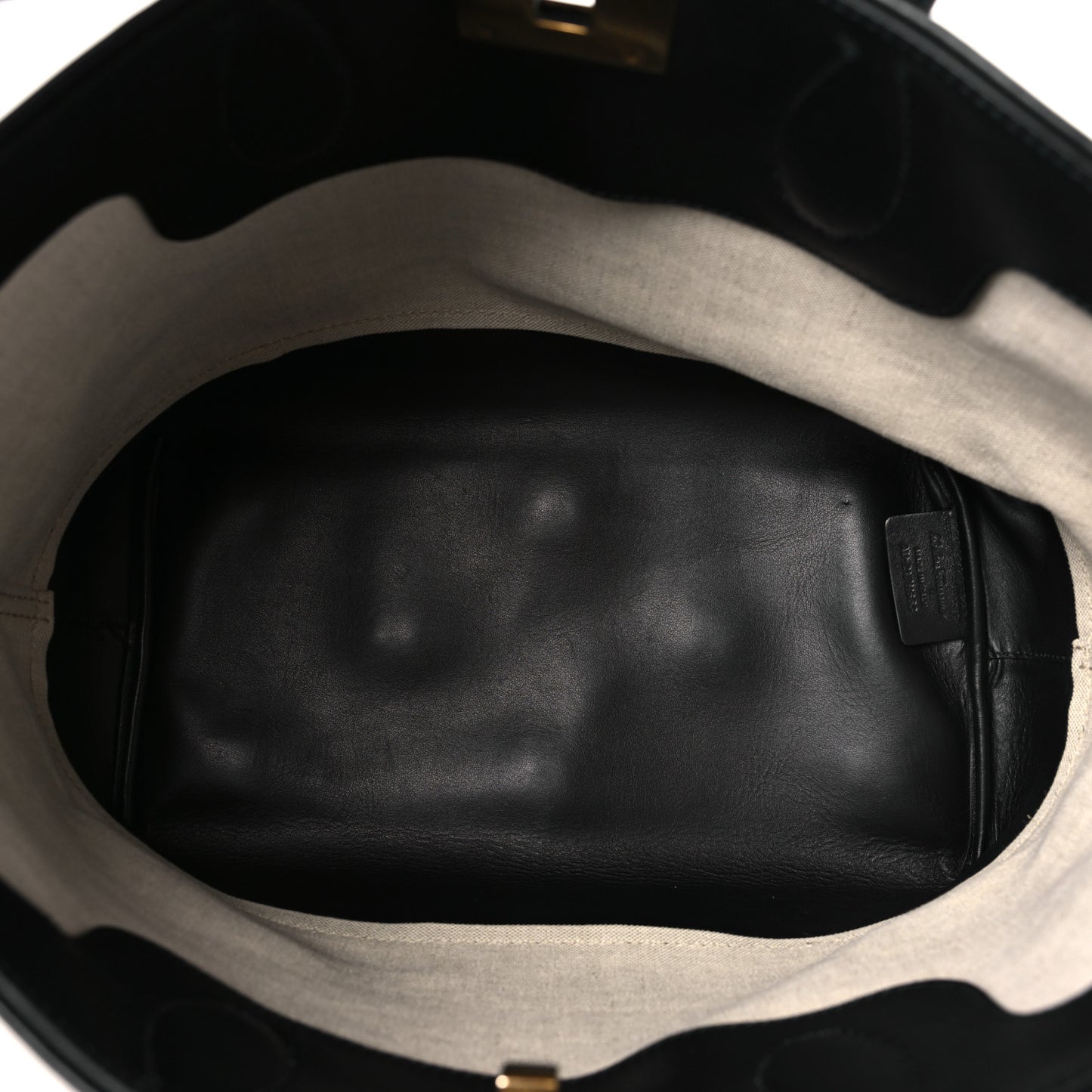 Canvas Calfskin The Studio Tote Beige Black