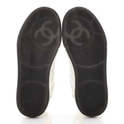Chanel Grained Calfskin Fabric Womens Logo Sneakers 35 White Black 5 of 17