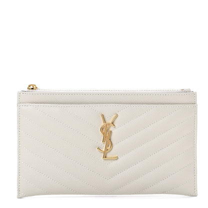 Saint Laurent Grain De Poudre Chevron Monogram Bill Pouch Crema Soft 1 of 8