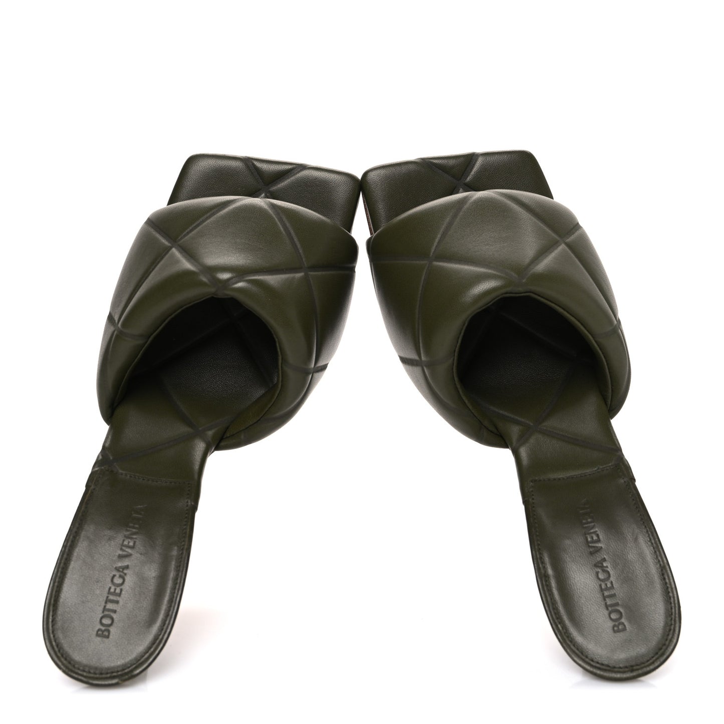 Nappa Quilted Rubber Lido Mule Sandals 39 Khaki