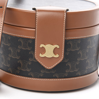 Celine Calfskin Triomphe Canvas Medium Tambour Bag Tan 10 of 10