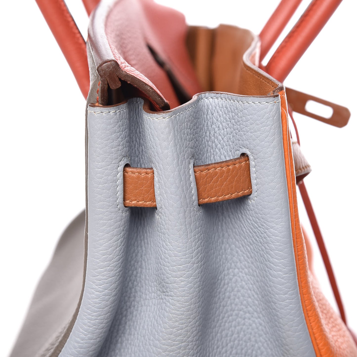 Taurillon Clemence Arlequin Birkin 35 Orange Sanguine Gold Bleu Lin Bleu Hydra Etain