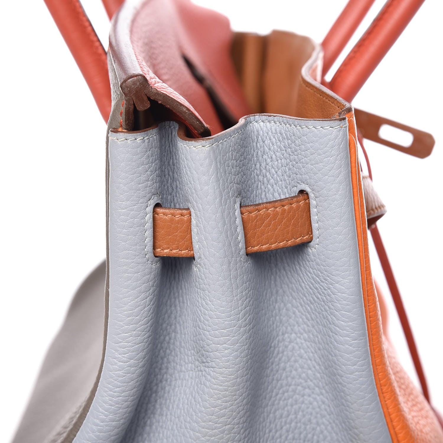 Hermes Taurillon Clemence Arlequin Birkin 35 Orange Sanguine Gold Bleu Lin Bleu Hydra Etain 11 of 35