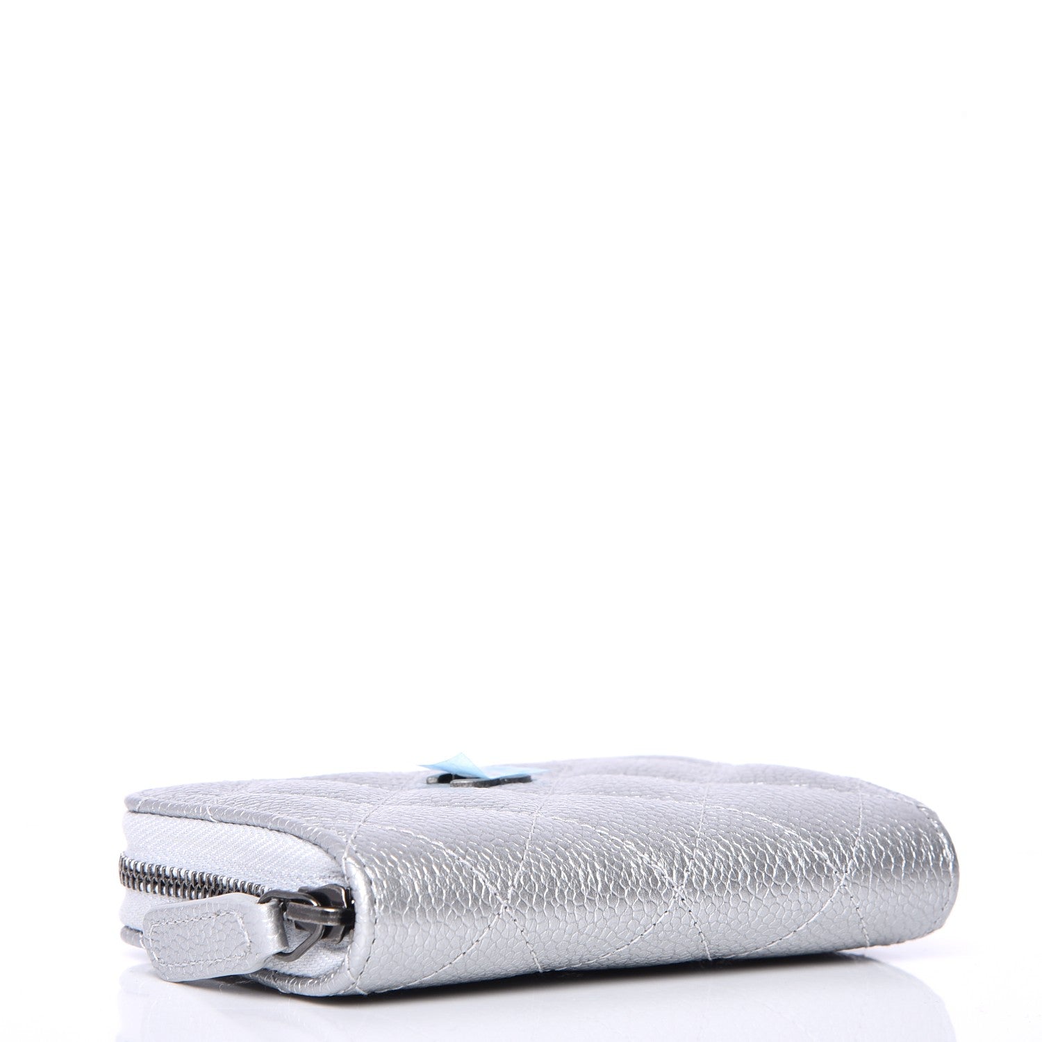 Chanel Metallic Caviar Quilted Zip Coin Purse Silver 4 of 8