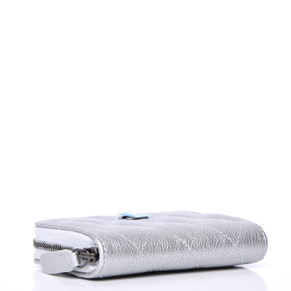 Chanel Metallic Caviar Quilted Zip Coin Purse Silver 4 of 8