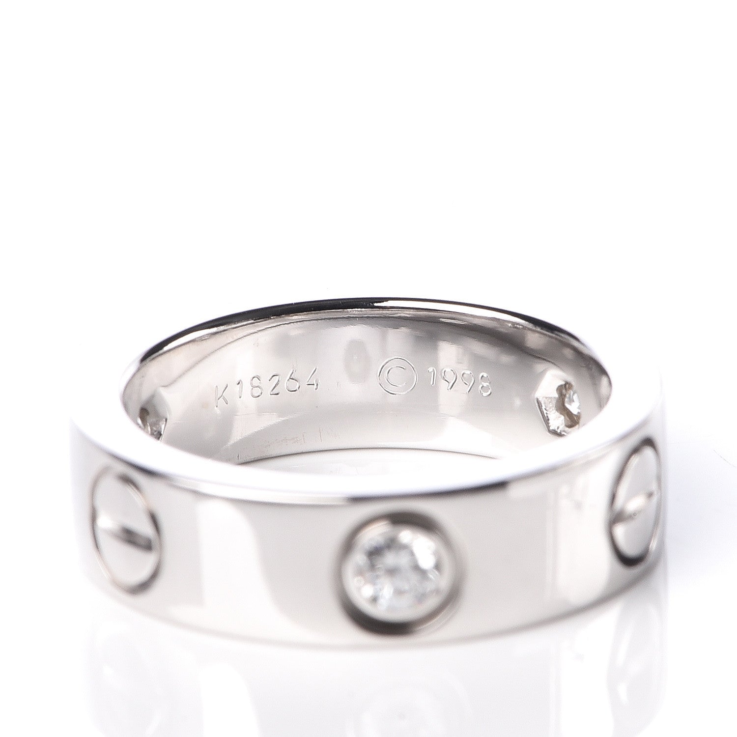 Cartier 18K White Gold 3 Diamond 5.5mm LOVE Ring 47 4.25 5 of 7