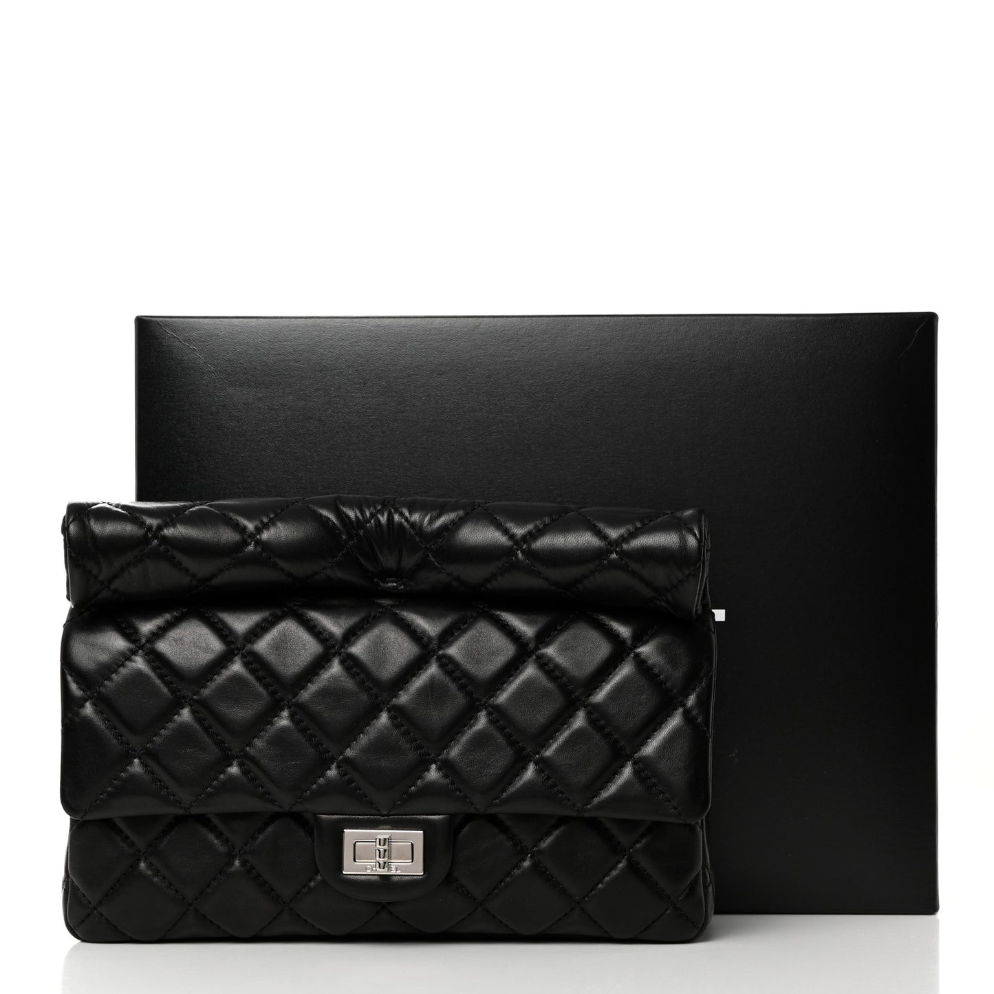 Lambskin Quilted Large Roll 2.55 Reissue Clutch Black