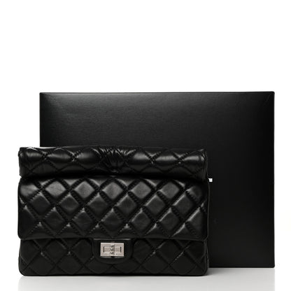 Chanel Lambskin Quilted Large Roll 2.55 Reissue Clutch Black 8 of 8