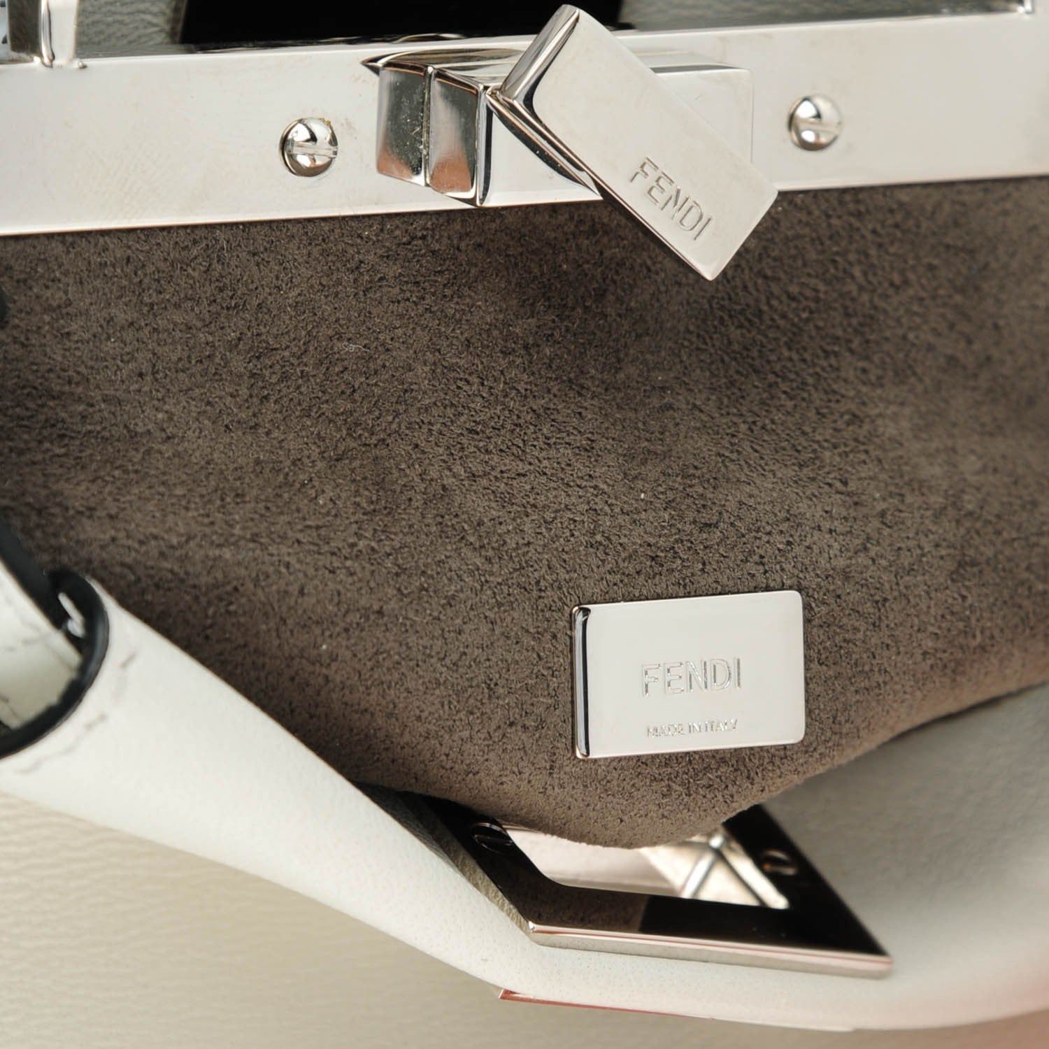 Fendi Shiny Nappa Micro Peekaboo Iconic Satchel White 7 of 8