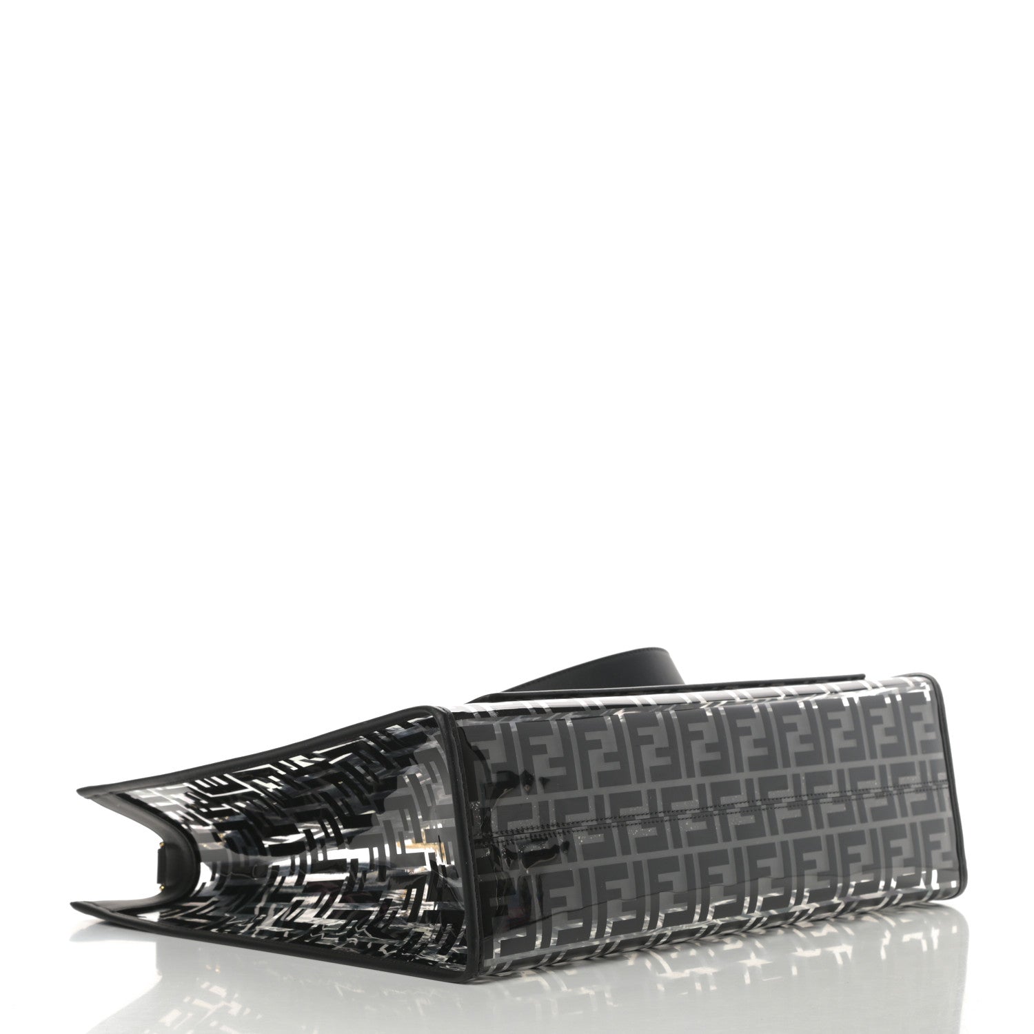 Fendi TPU FF Vitello Century Plexiglass Medium Runaway Shopper Tote Black 4 of 12