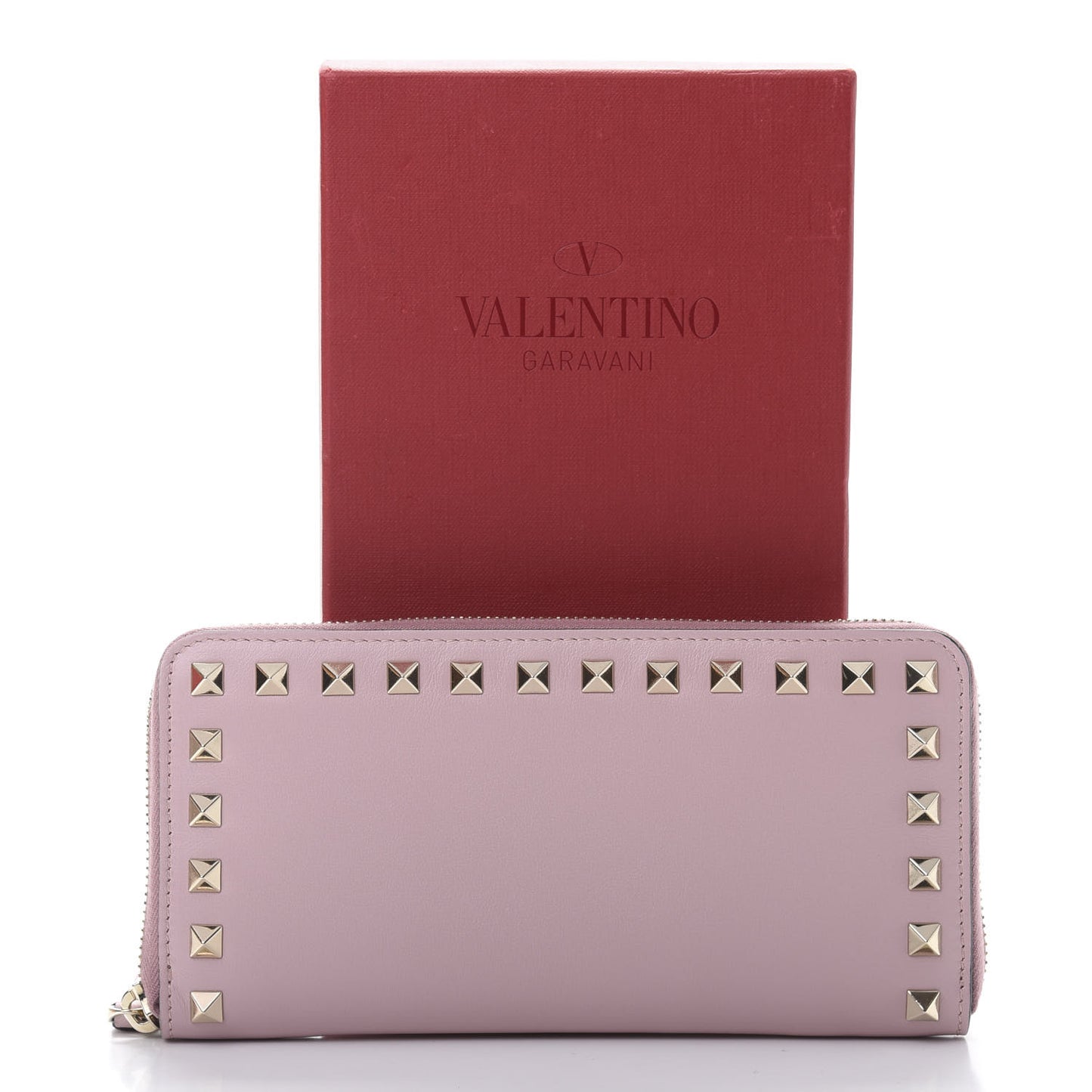 Calfskin Rockstud Zip Around Wallet Cipria