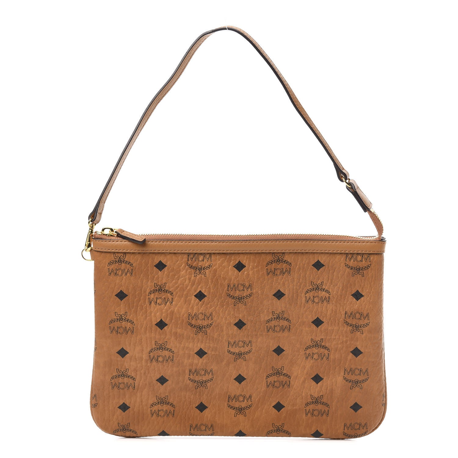 MCM Viseto Stark Wristlet Pouch Cognac 1 of 9