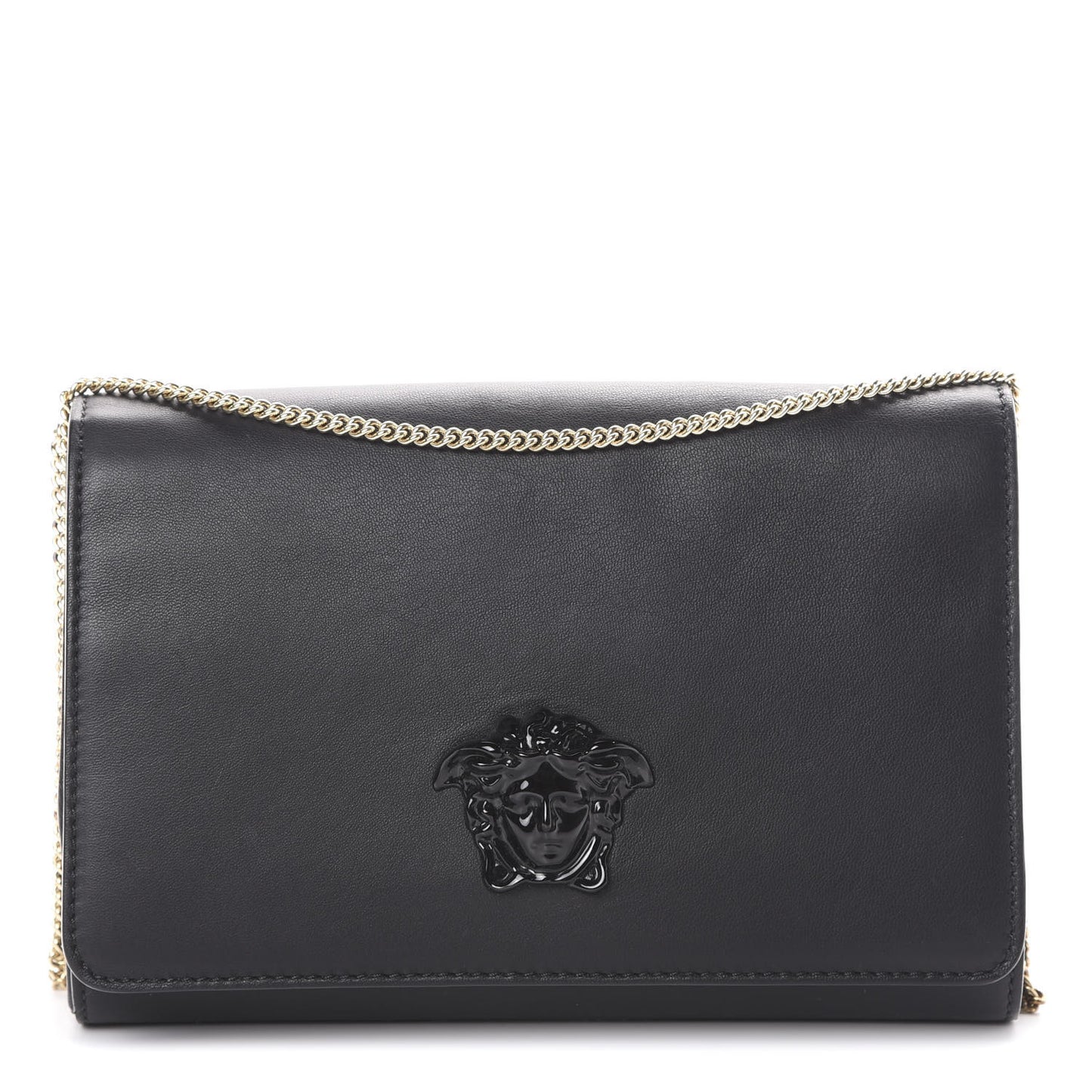 Vitello Palazzo Medusa Evening Clutch Bag Black