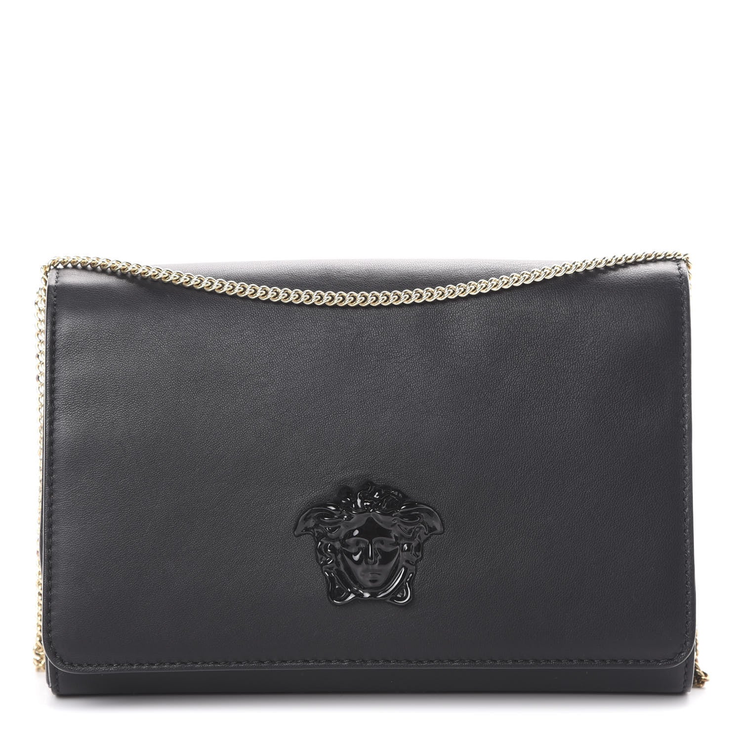 Versace Vitello Palazzo Medusa Evening Clutch Bag Black 1 of 9