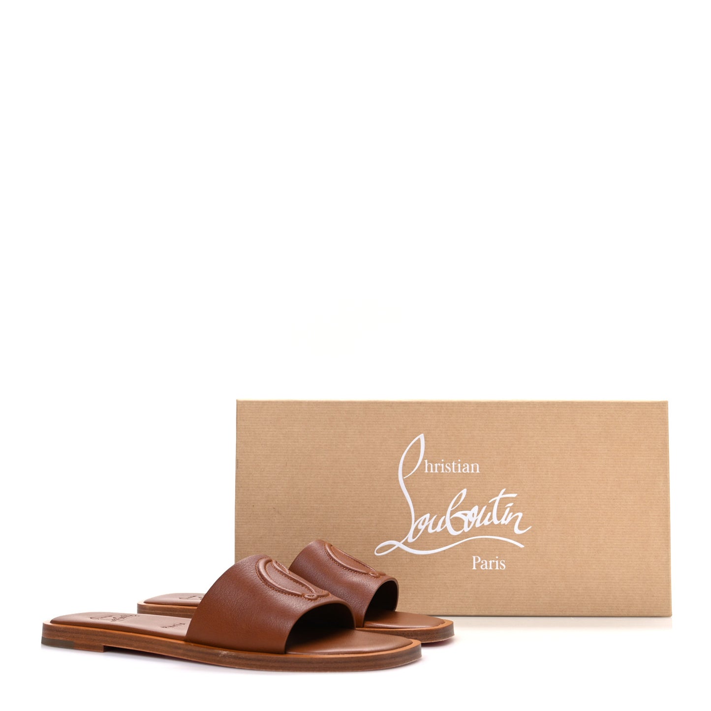 Calfskin Mule Flat Slides 37.5 Cuoio