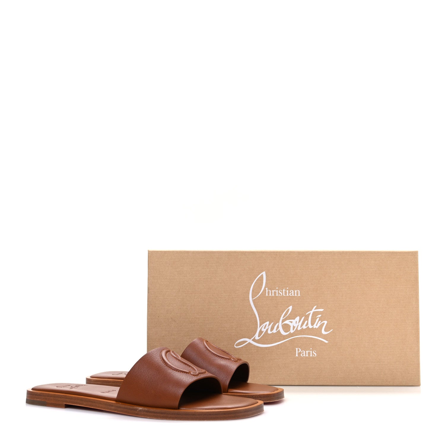 Christian Louboutin Calfskin Mule Flat Slides 37.5 Cuoio 10 of 10