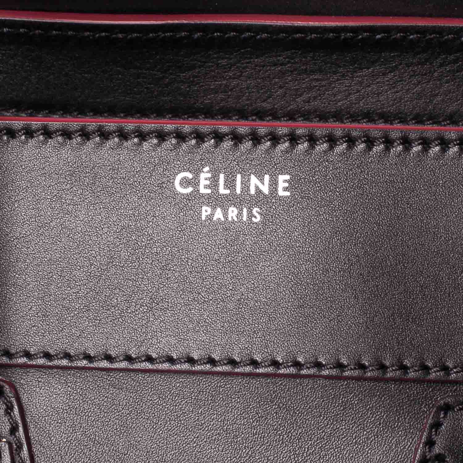 Celine Smooth Calfskin Mini Luggage Black w Pink Trim 6 of 9