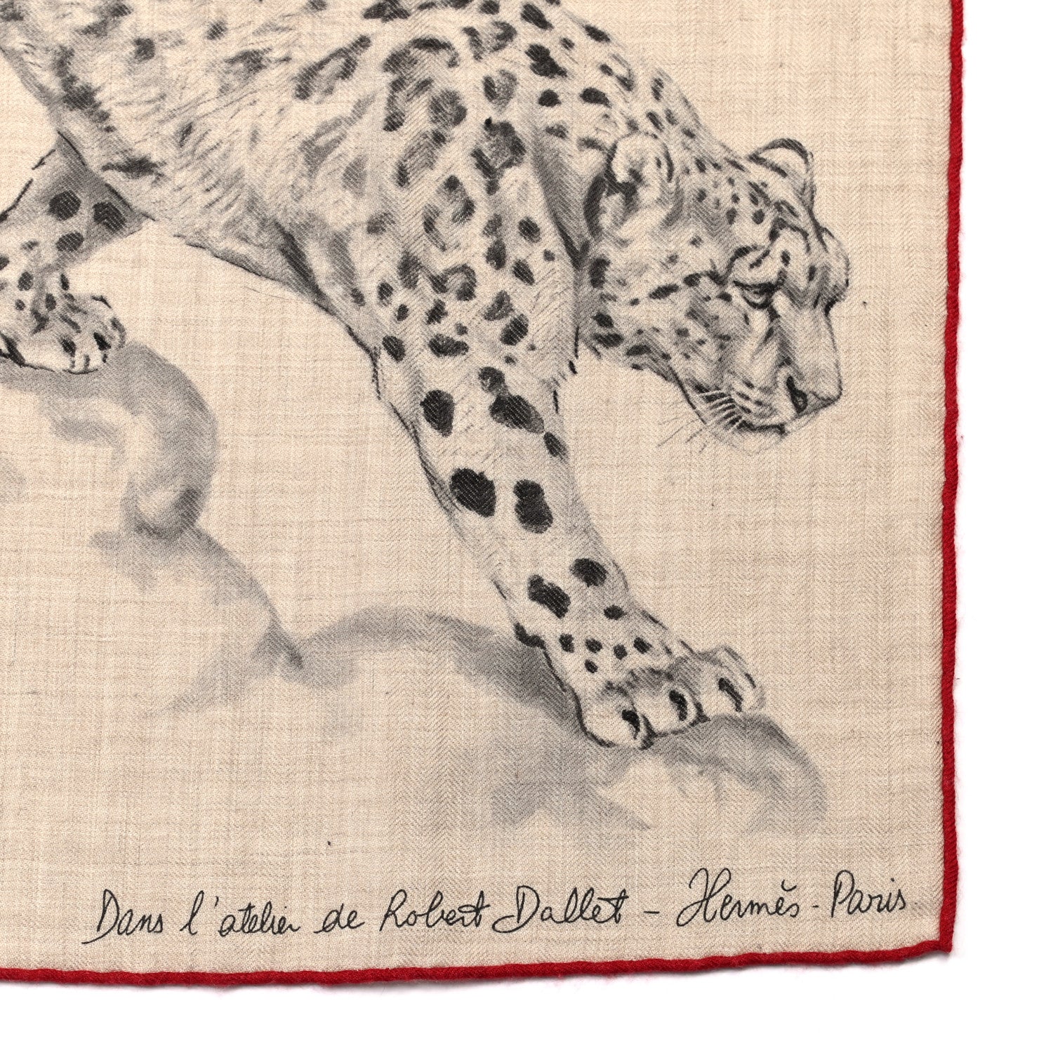 Hermes Cashmere Silk Dans L'atelier de Robert Dallet Shawl 140 Naturel Anthracite Gris 2 of 5