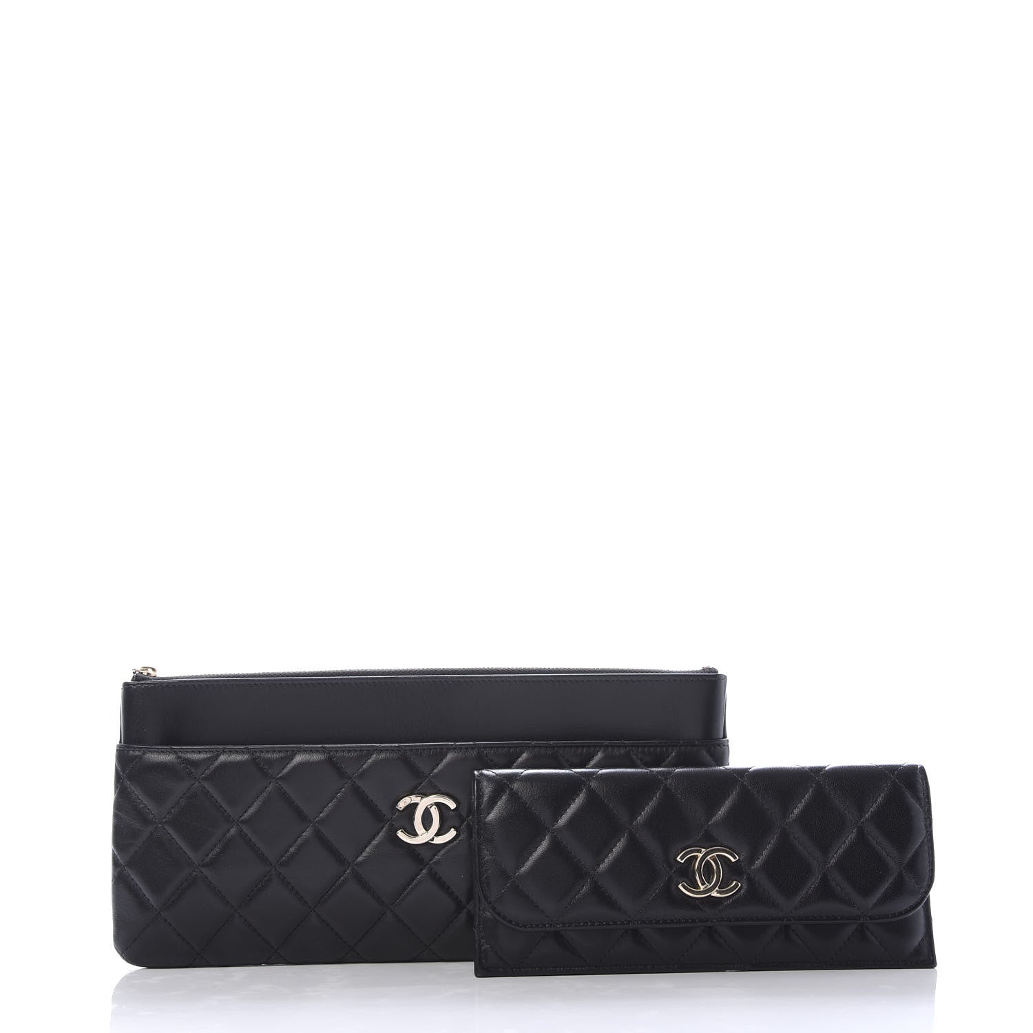 Chanel Lambskin Quilted Flap Clutch Black 10 of 10