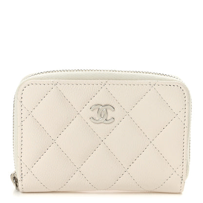Chanel Caviar Quilted Zip Around Coin Purse White 1 of 8
