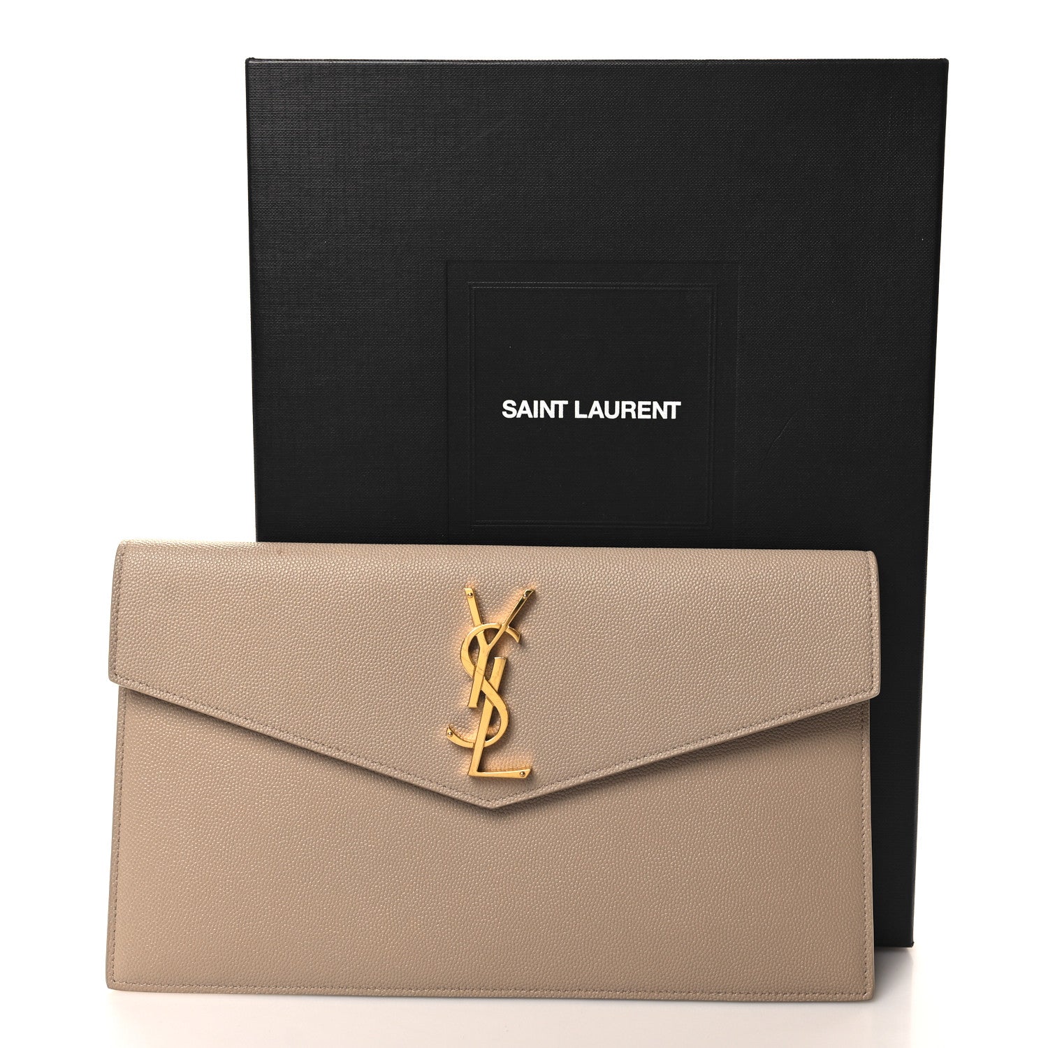 Saint Laurent Grain De Poudre Uptown Pouch Dark Beige 9 of 9
