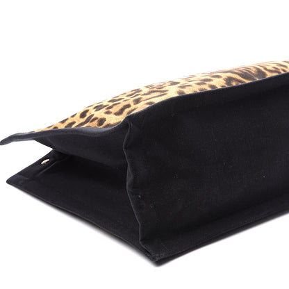 Saint Laurent Canvas Calfskin Leopard Print Rive Gauche Noe Tote Natural Black 7 of 9