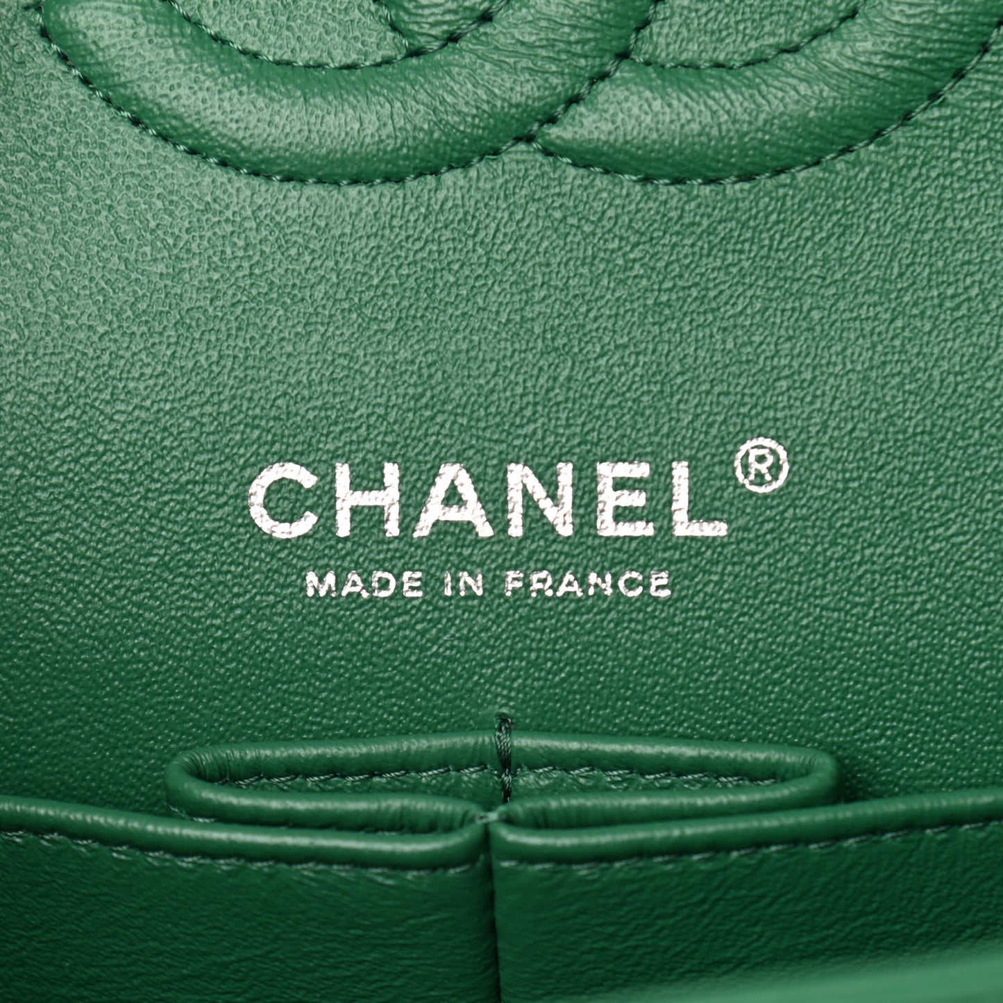 Lambskin Quilted Medium Double Flap Green