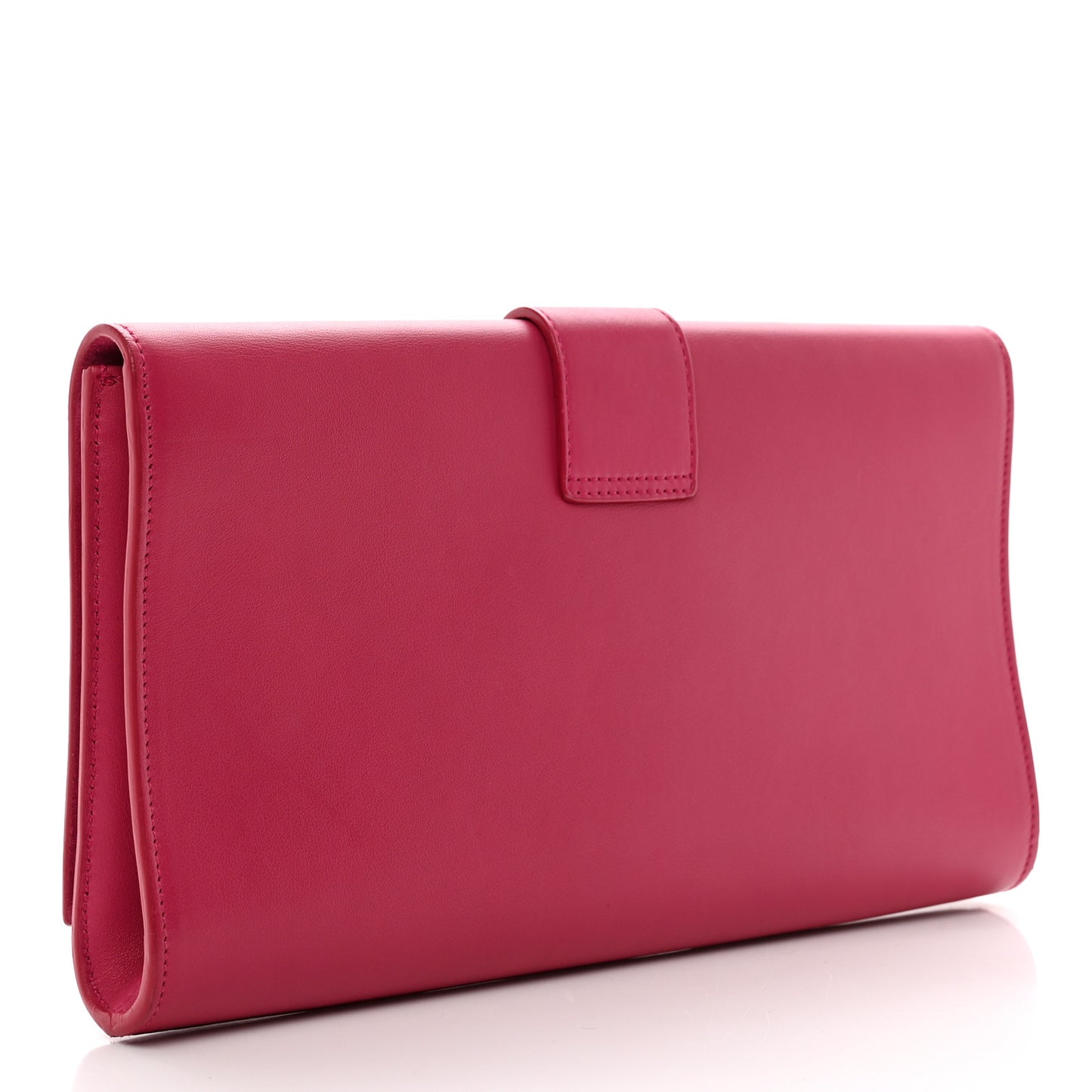 Calfskin Classic Y Ligne Clutch Fuchsia