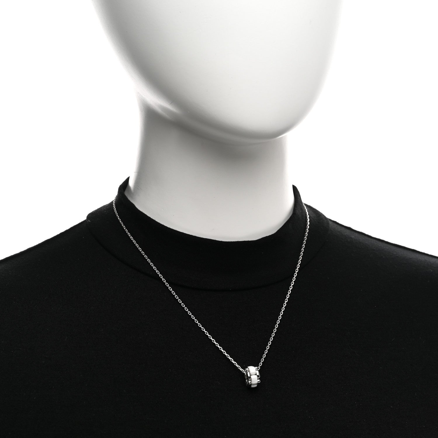 Chanel 18K White Gold Ceramic Ultra Pendant Necklace White 2 of 4