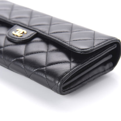 Chanel Lambskin Quilted Large Gusset Flap Wallet Black 7 of 12