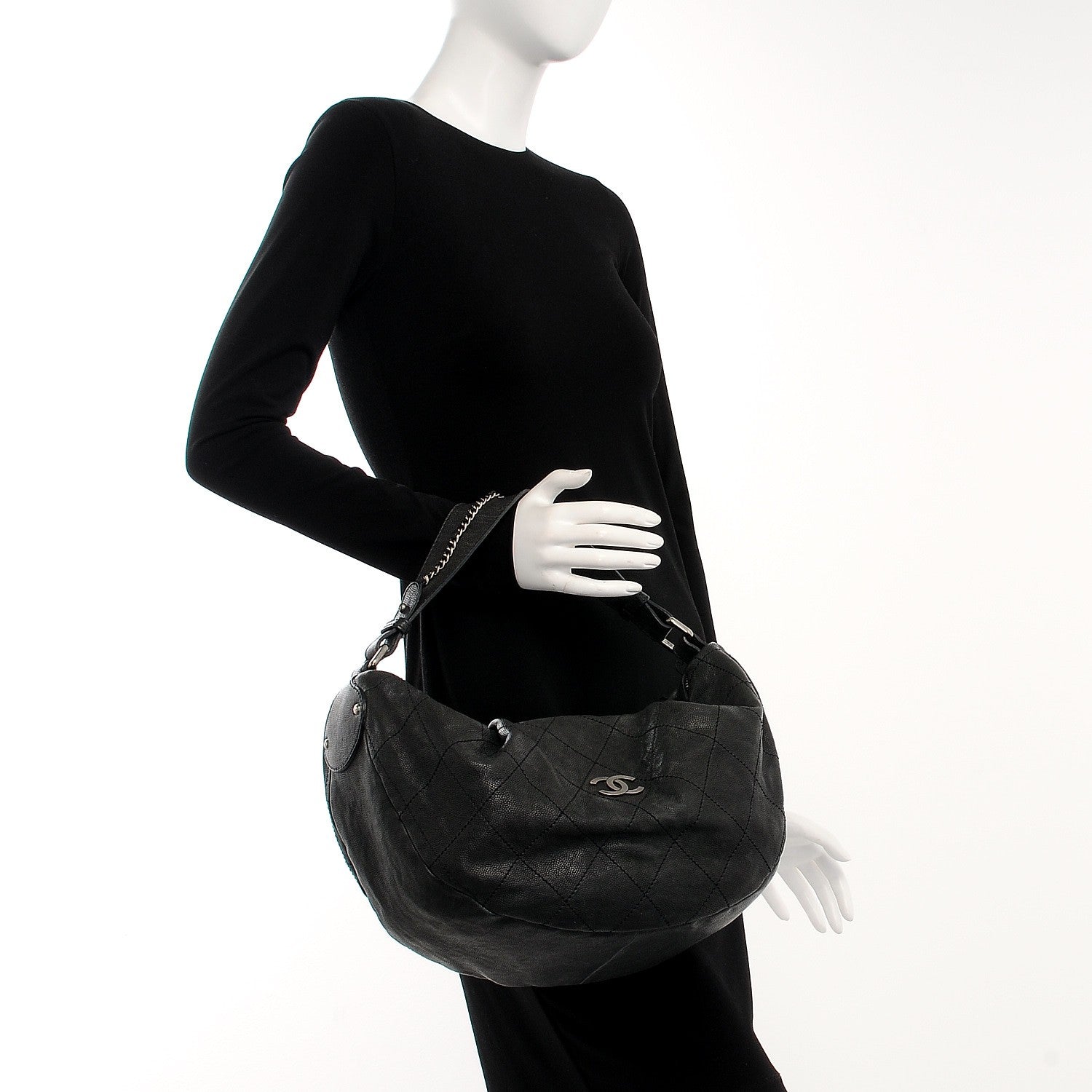 Chanel Caviar Large Outdoor Hobo Black 2 of 8