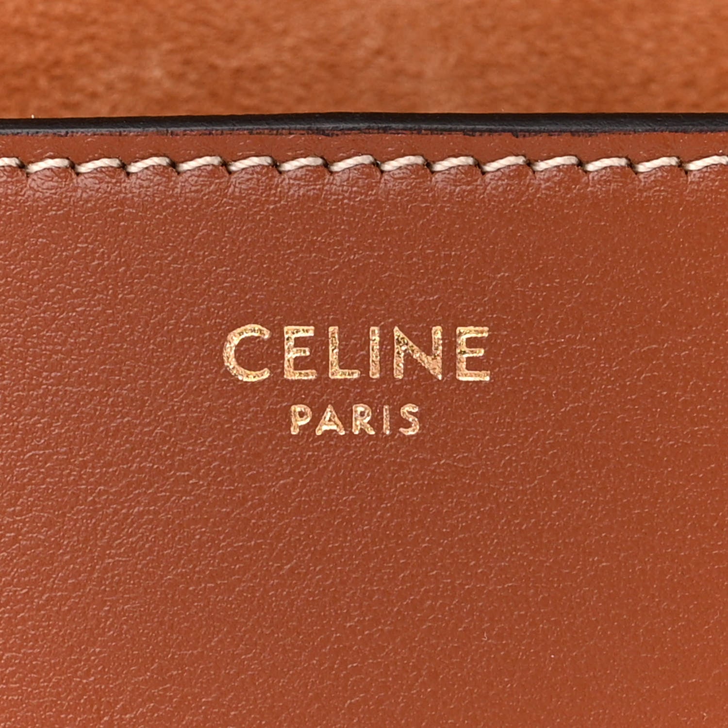 Celine Smooth Calfskin Cuir Triomphe Embroidered Folco Crossbody Bag Tan 6 of 11