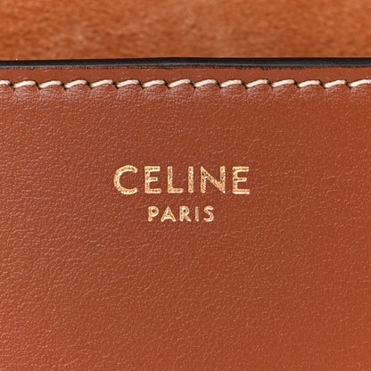 Celine Smooth Calfskin Cuir Triomphe Embroidered Folco Crossbody Bag Tan 6 of 11