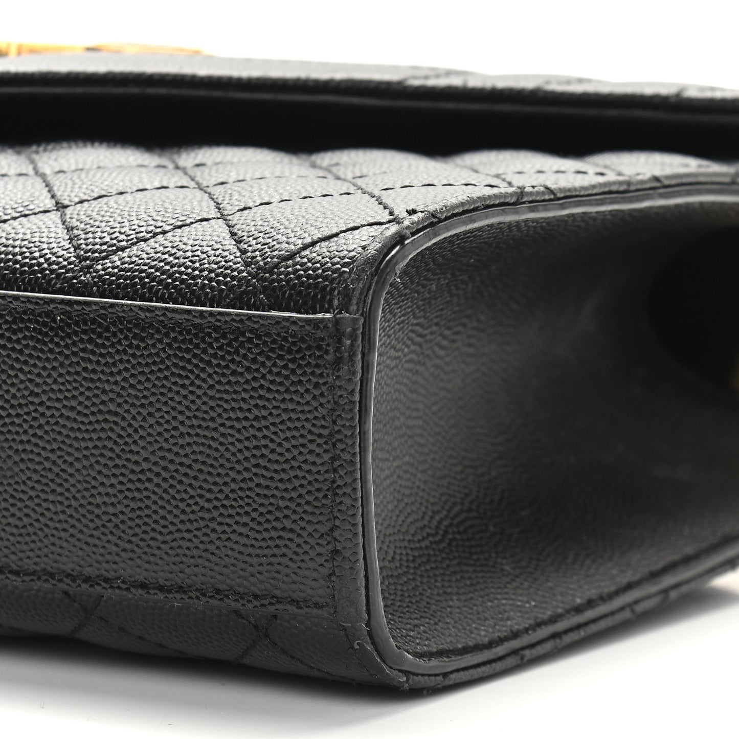 Grain De Poudre Textured Mixed Matelasse Triquilt Medium Monogram Satchel Black