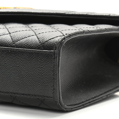 Saint Laurent Grain De Poudre Textured Mixed Matelasse Triquilt Medium Monogram Satchel Black 8 of 10