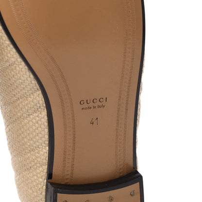 Gucci Raffia Elaphe Matelasse Horsebit Womens Jordaan Loafers 41 Natural Cream Brown 8 of 10