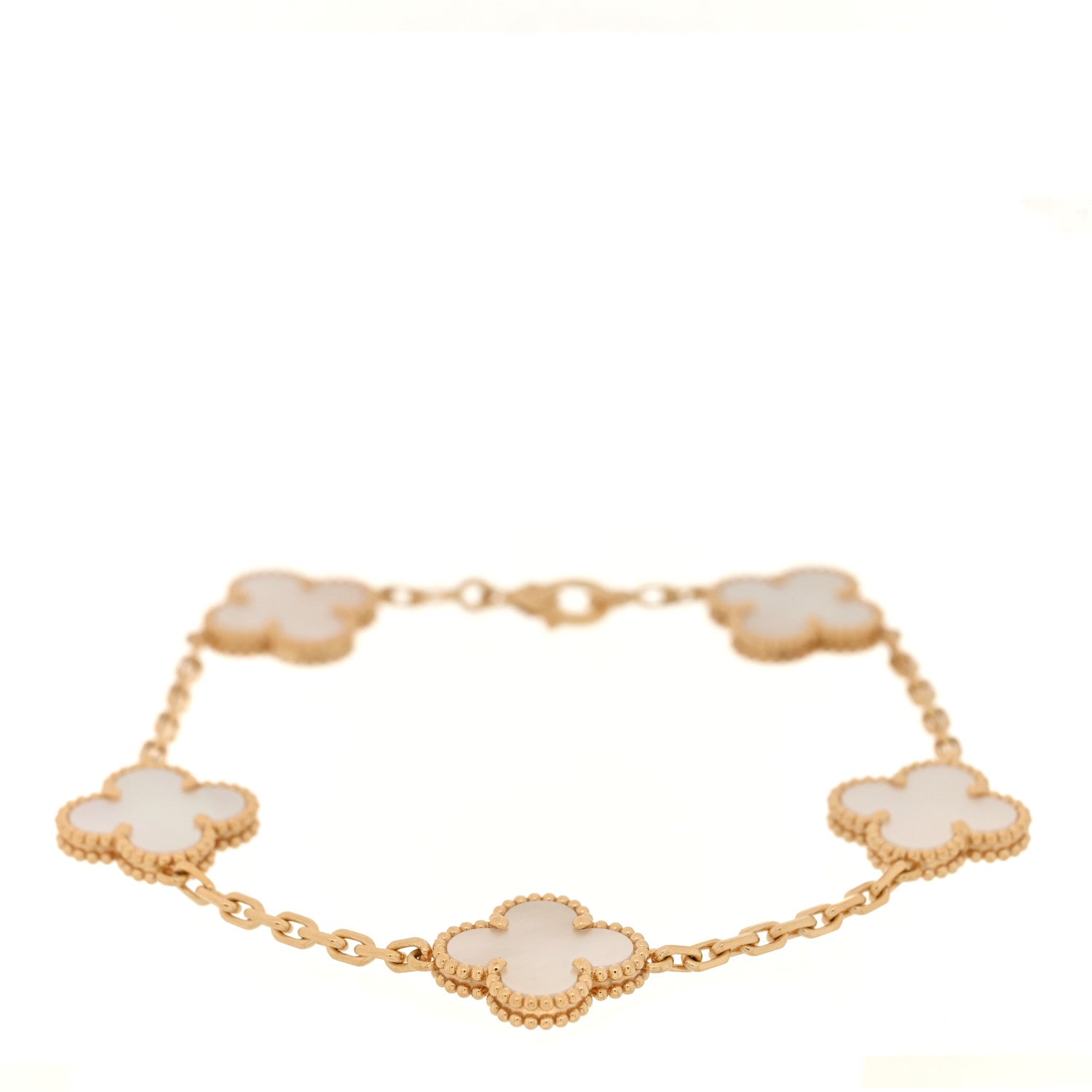 Van Cleef & Arpels 18K Yellow Gold Mother of Pearl 5 Motifs Vintage Alhambra Bracelet 1 of 4