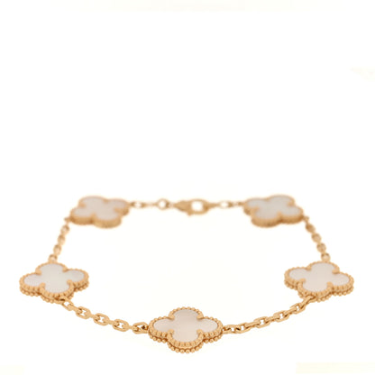 Van Cleef & Arpels 18K Yellow Gold Mother of Pearl 5 Motifs Vintage Alhambra Bracelet 1 of 4
