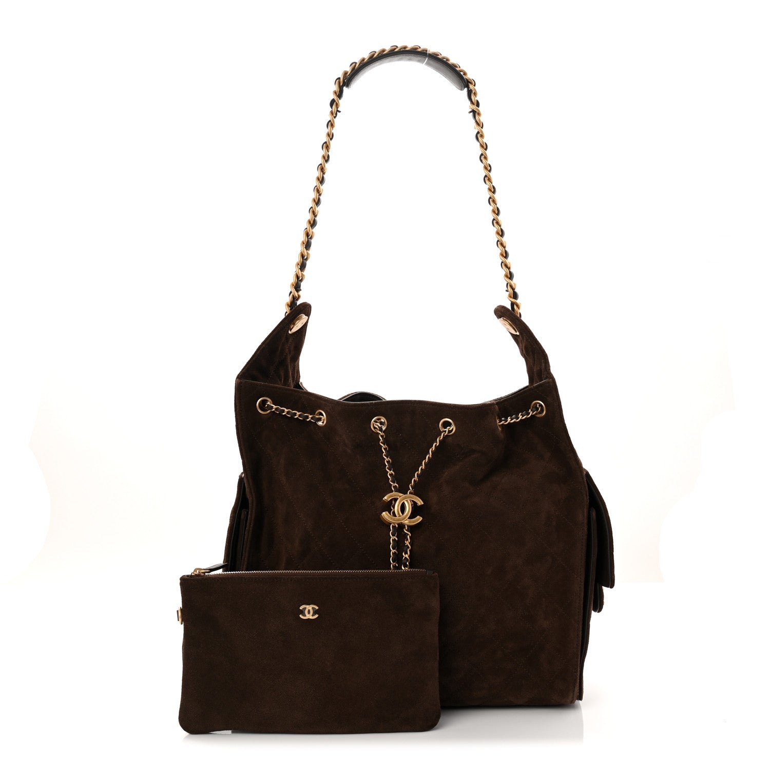Chanel Suede Quilted Medium Chanel 25 Handbag Dark Brown 3 of 11