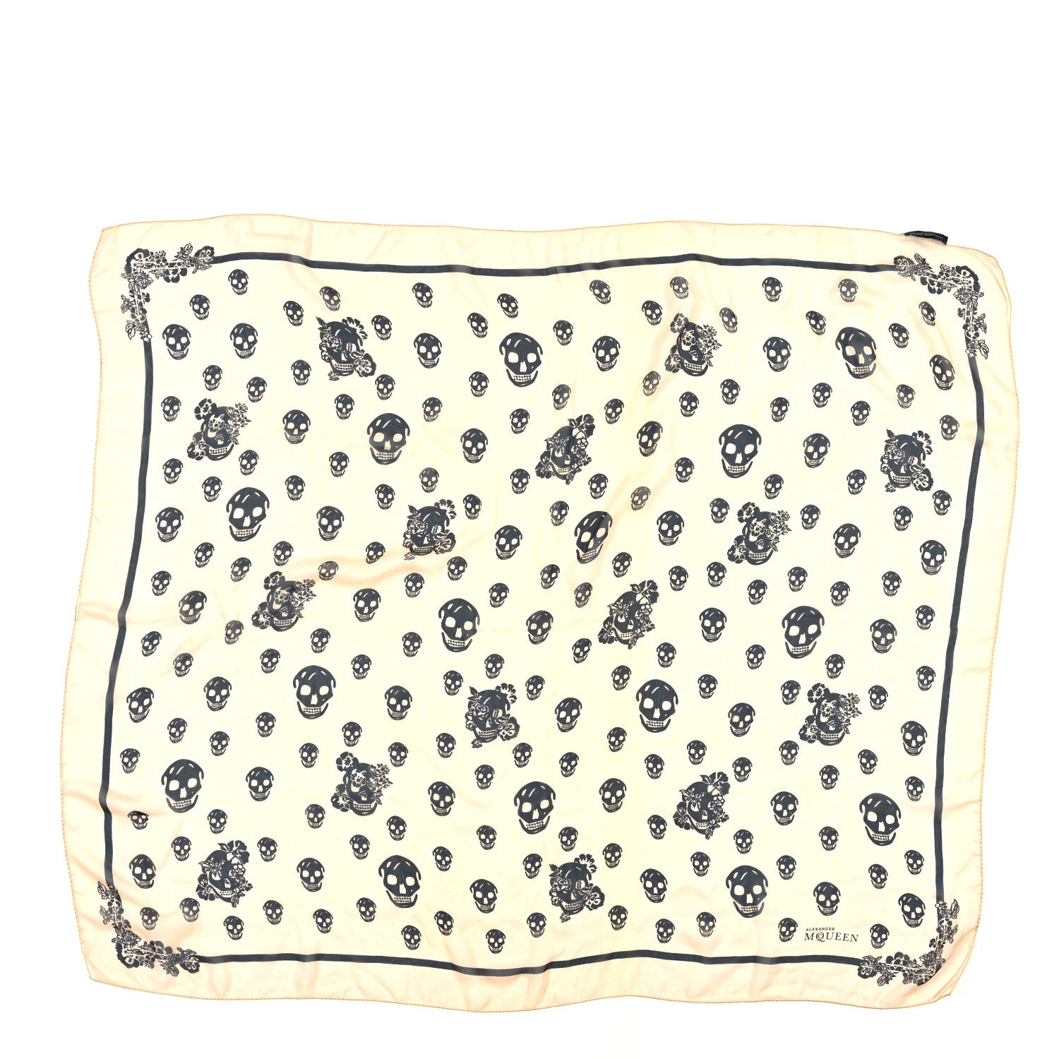 Alexander McQueen Silk Chiffon Skull Scarf Beige Ivory 2 of 4