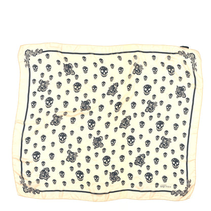 Alexander McQueen Silk Chiffon Skull Scarf Beige Ivory 2 of 4