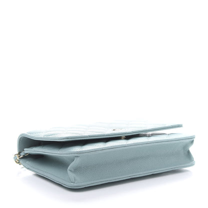 Chanel Caviar Quilted Wallet On Chain WOC Light Blue 5 of 14