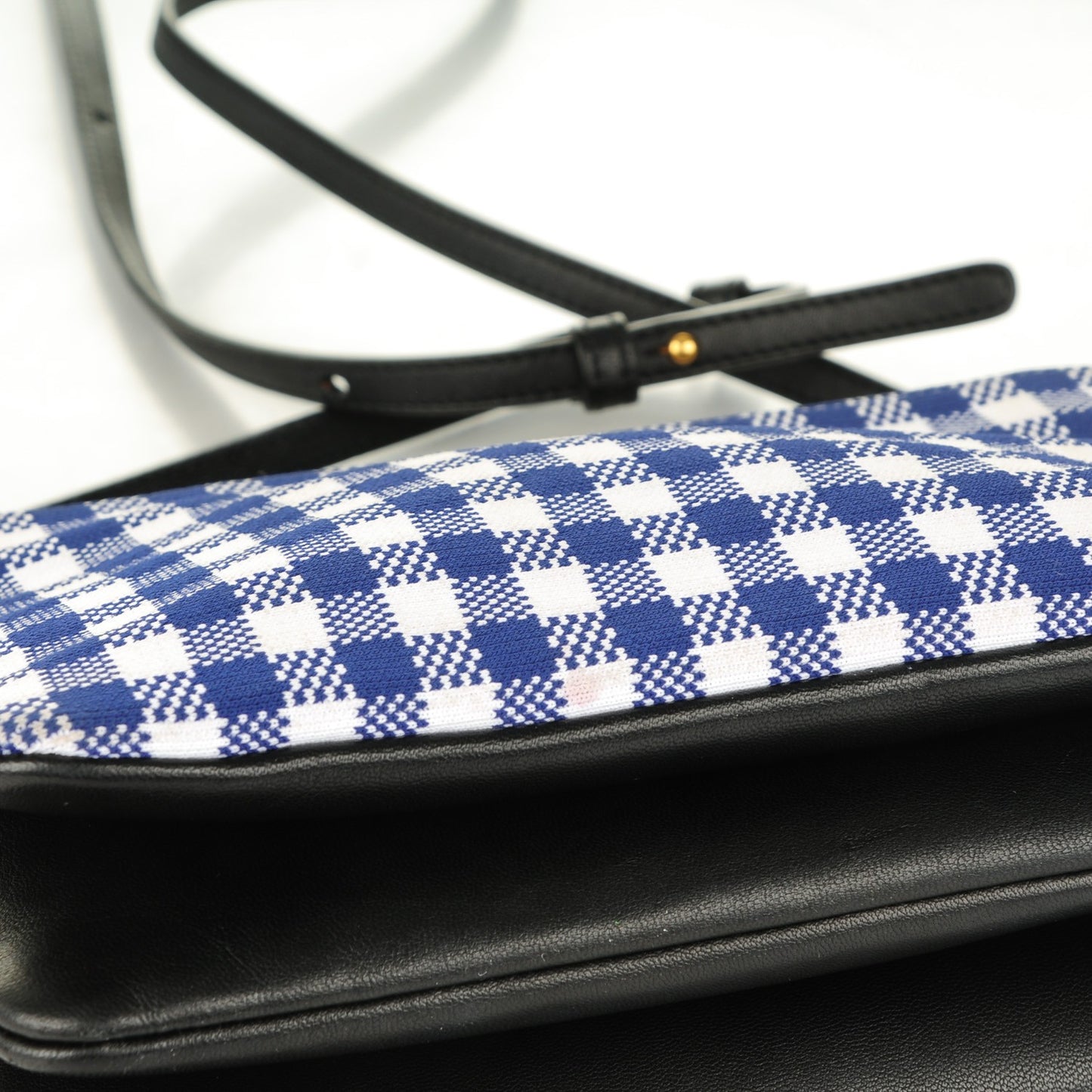 Gingham Lambskin Small Trio Crossbody Bag Cobalt