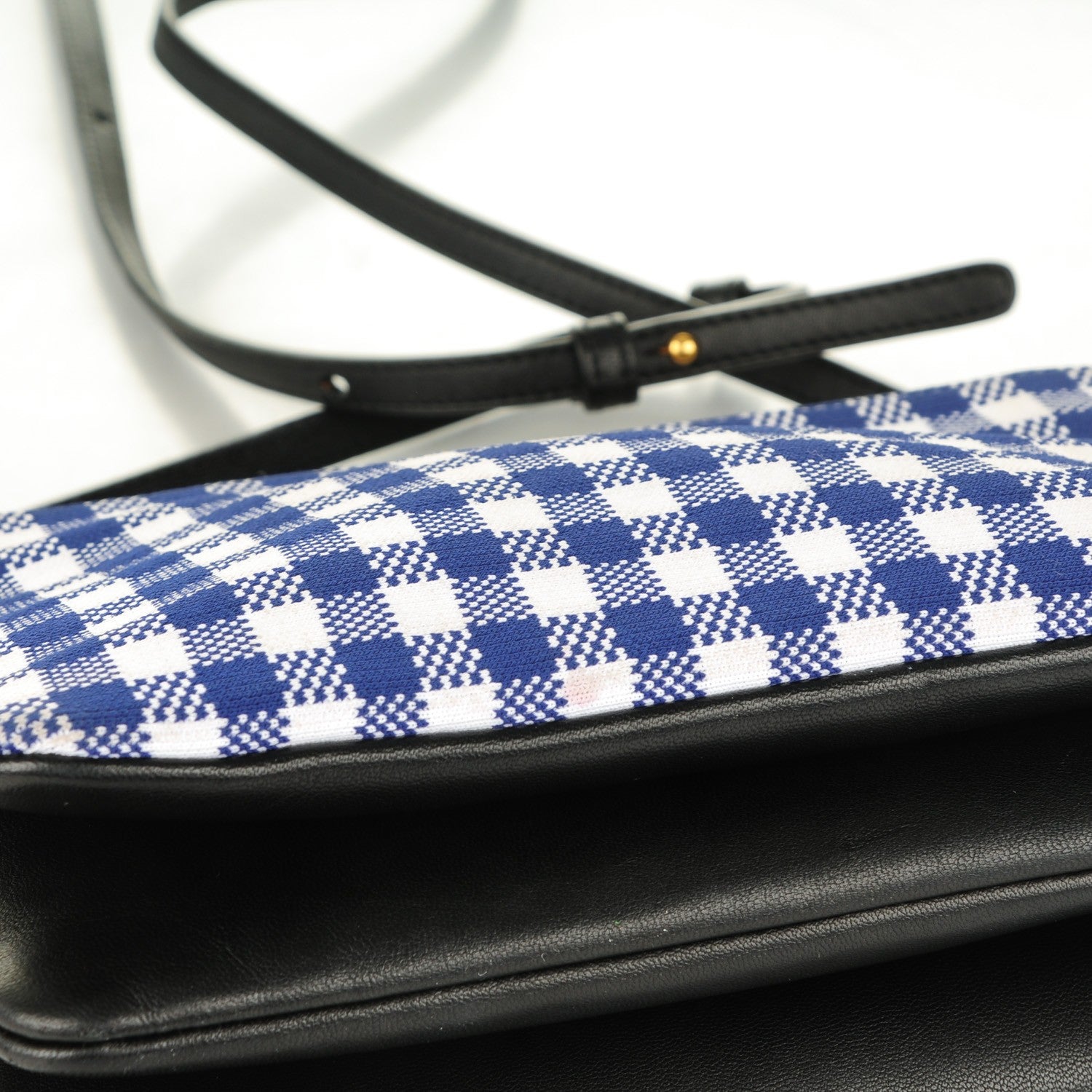 Celine Gingham Lambskin Small Trio Crossbody Bag Cobalt 5 of 8