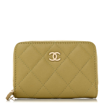 Chanel Caviar Quilted Zip Around Coin Purse Wallet Light Green 1 of 8